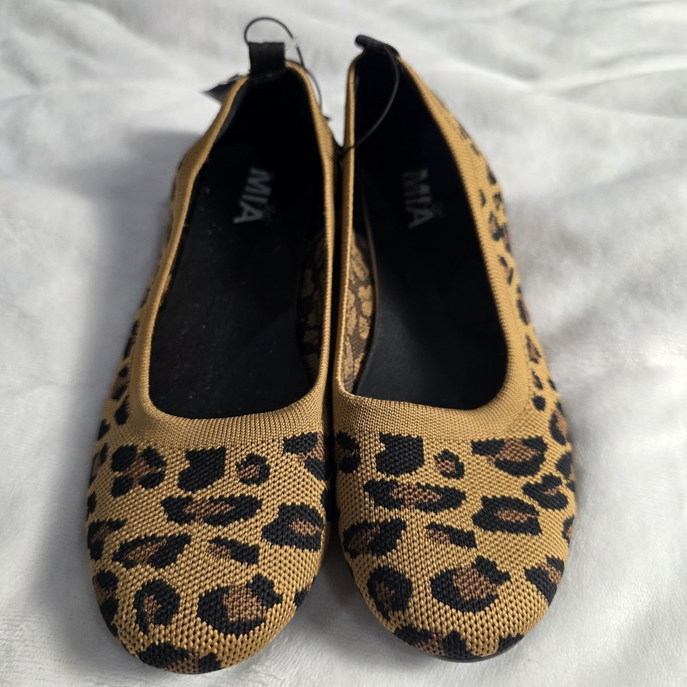 New MIA Caliste Women Cheetah Print Rubber Sole Stretch Ballet Flat Loafer Sz 9